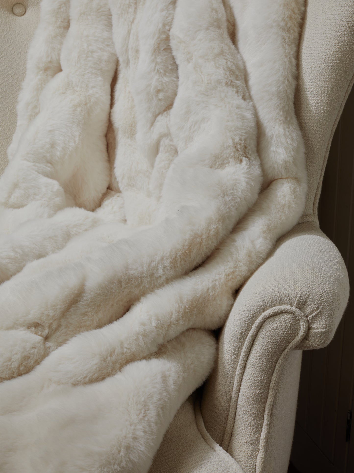 Faux Fur Throw Ivory