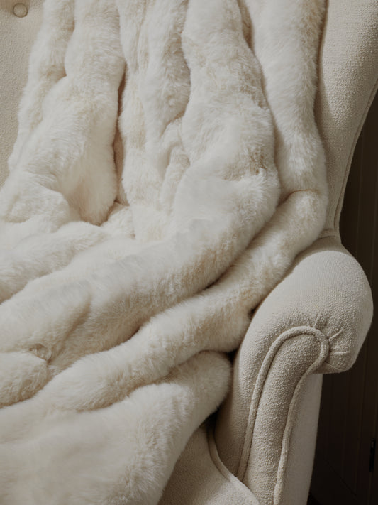 Faux Fur Throw Ivory