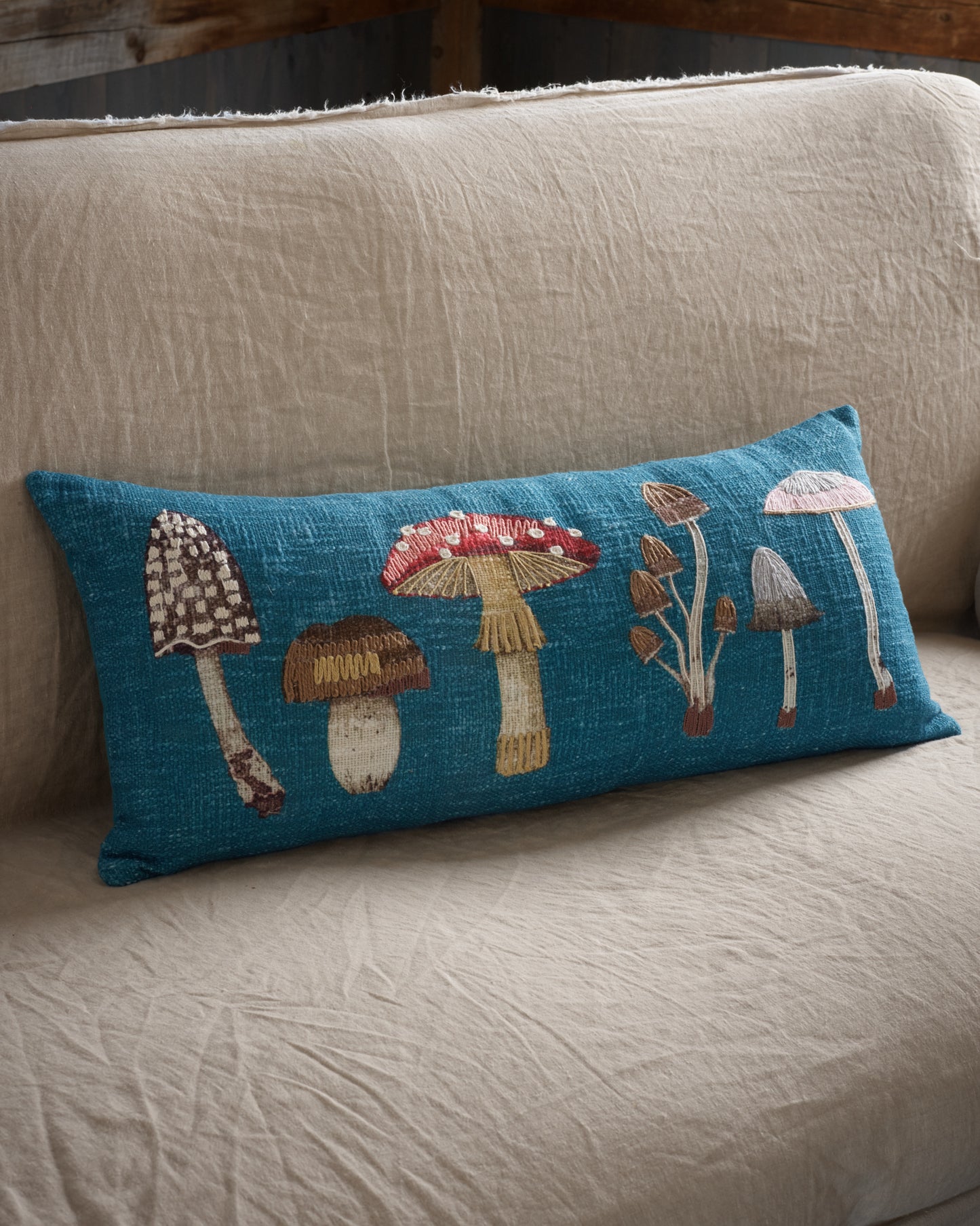 Mushroom Embroidered Pillow