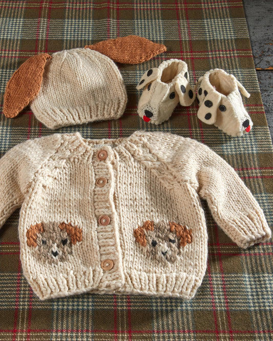 Puppy Cardigan, Hat & Slipper