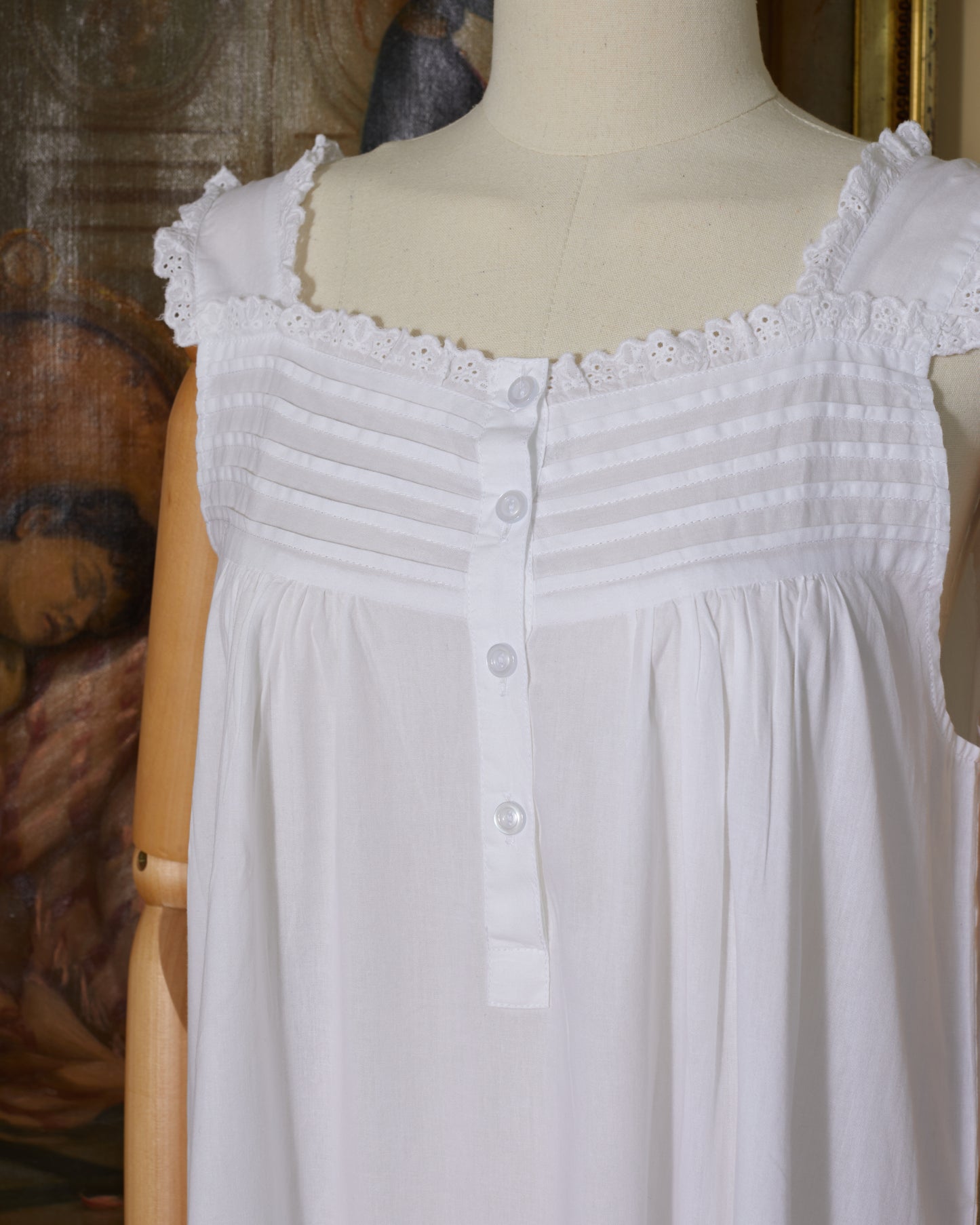 cotton night dress button front YALA Amber Classic Button Front Bamboo Nightshirt Aster / XL