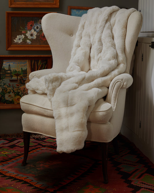 Faux Fur Throw Ivory